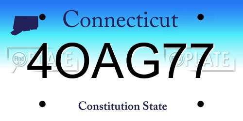 4OAG77 Connecticut License Plate