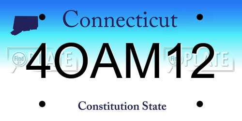 4OAM12 Connecticut License Plate