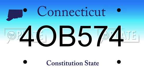 4OB574 Connecticut License Plate