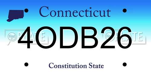 4ODB26 Connecticut License Plate