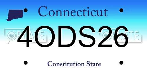 4ODS26 Connecticut License Plate