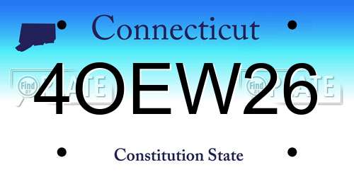 4OEW26 Connecticut License Plate