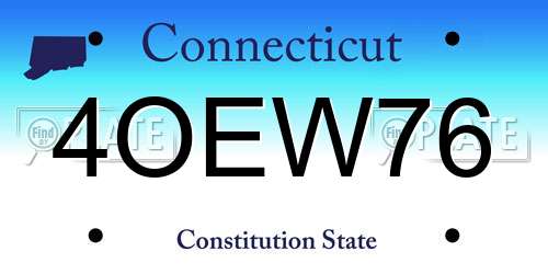 4OEW76 Connecticut License Plate