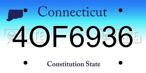 4OF6936 Connecticut License Plate
