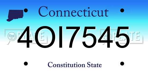 4OI7545 Connecticut License Plate