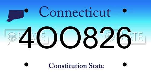 4OO826 Connecticut License Plate