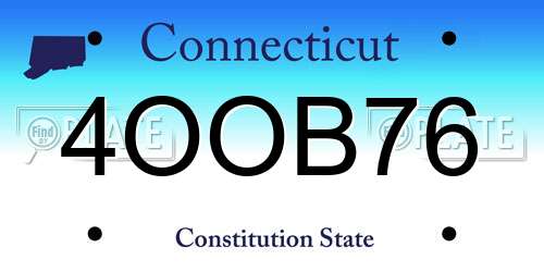 4OOB76 Connecticut License Plate