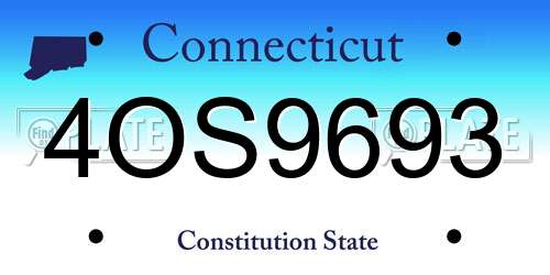4OS9693 Connecticut License Plate