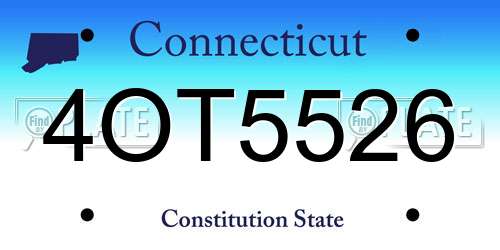 4OT5526 Connecticut License Plate