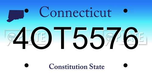 4OT5576 Connecticut License Plate