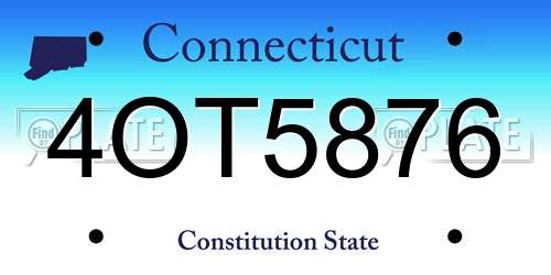 4OT5876 Connecticut License Plate