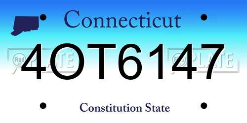 4OT6147 Connecticut License Plate