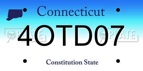 4OTD07 Connecticut License Plate