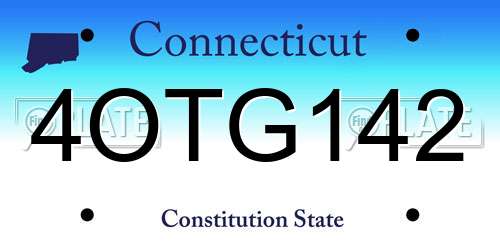 4OTG142 Connecticut License Plate