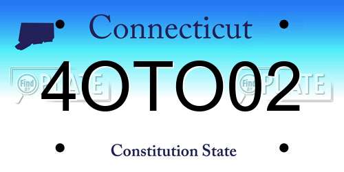 4OTO02 Connecticut License Plate