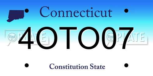 4OTO07 Connecticut License Plate