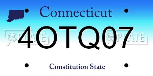 4OTQ07 Connecticut License Plate