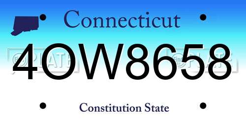 4OW8658 Connecticut License Plate