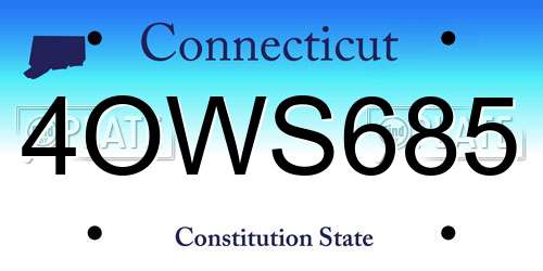 4OWS685 Connecticut License Plate