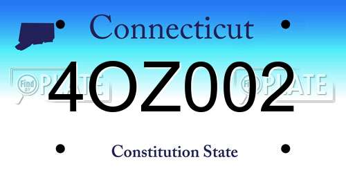 4OZ002 Connecticut License Plate