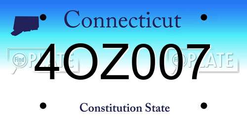 4OZ007 Connecticut License Plate