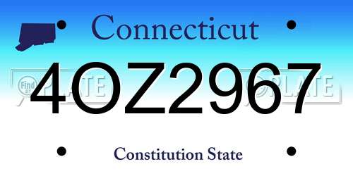 4OZ2967 Connecticut License Plate
