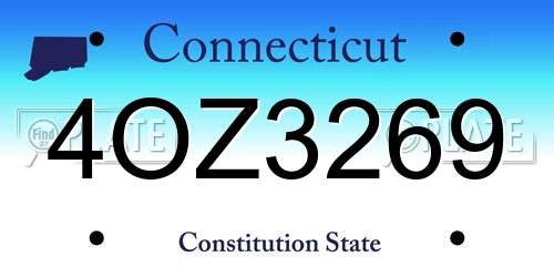 4OZ3269 Connecticut License Plate