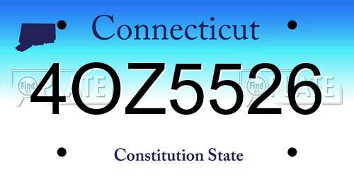 4OZ5526 Connecticut License Plate