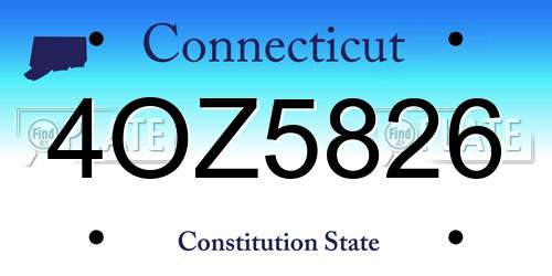 4OZ5826 Connecticut License Plate