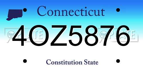 4OZ5876 Connecticut License Plate