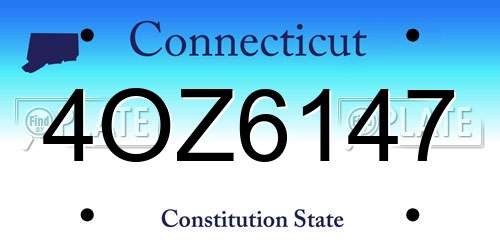 4OZ6147 Connecticut License Plate