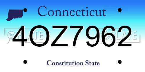 4OZ7962 Connecticut License Plate
