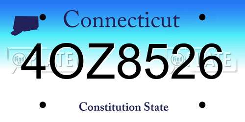 4OZ8526 Connecticut License Plate