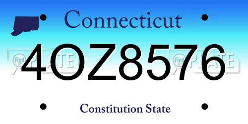 4OZ8576 Connecticut License Plate