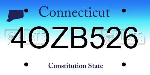 4OZB526 Connecticut License Plate