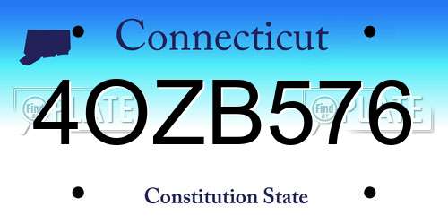 4OZB576 Connecticut License Plate
