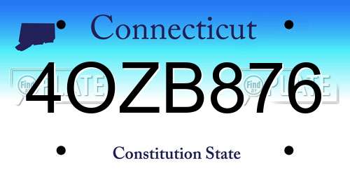 4OZB876 Connecticut License Plate