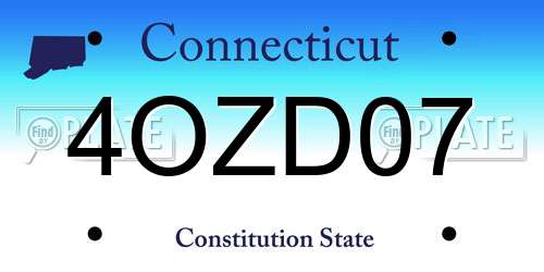 4OZD07 Connecticut License Plate