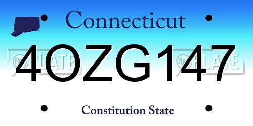 4OZG147 Connecticut License Plate
