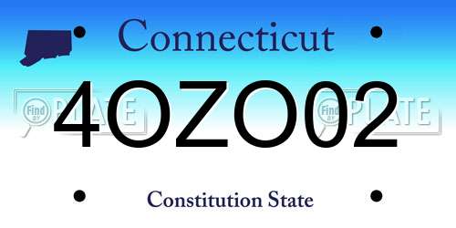 4OZO02 Connecticut License Plate