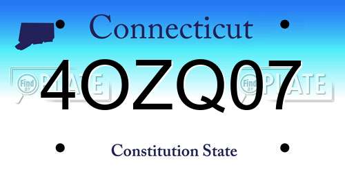 4OZQ07 Connecticut License Plate