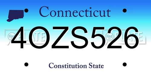 4OZS526 Connecticut License Plate