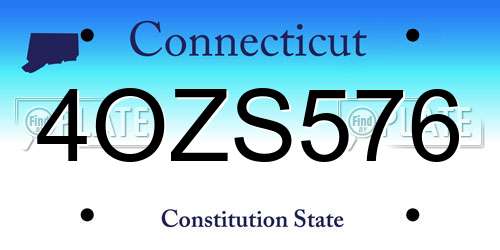 4OZS576 Connecticut License Plate