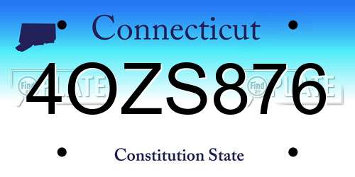 4OZS876 Connecticut License Plate