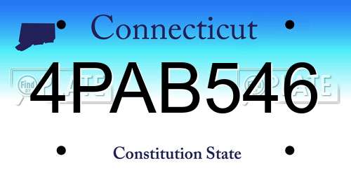 4PAB546 Connecticut License Plate