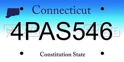 4PAS546 Connecticut License Plate