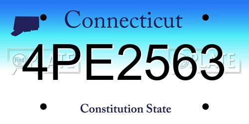 4PE2563 Connecticut License Plate