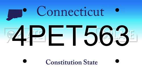 4PET563 Connecticut License Plate