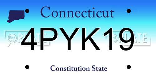 4PYK19 Connecticut License Plate
