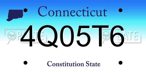 4Q05T6 Connecticut License Plate